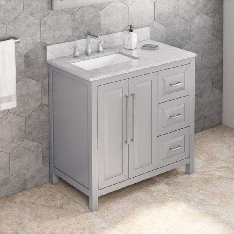 Jeffrey Alexander Cade 36-inch Left Offset Single Bathroom Vanity Set - SKU VKITCAD36GRWCR | Home Luxury USA