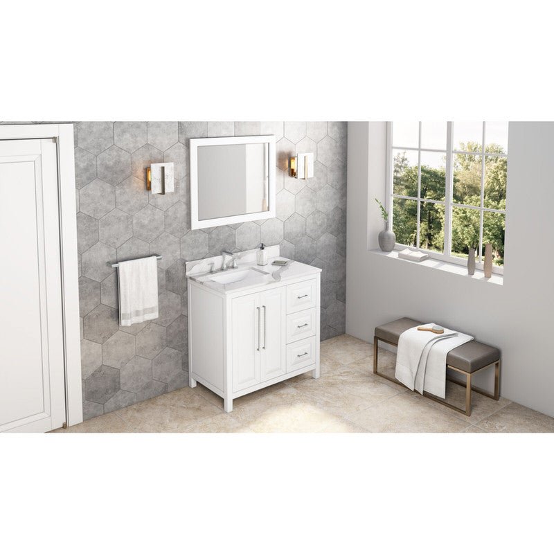 Jeffrey Alexander Cade 36-inch Left Offset Single Bathroom Vanity Set - SKU VKITCAD36WHCQR | Home Luxury USA