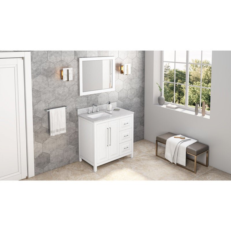 Jeffrey Alexander Cade 36-inch Left Offset Single Bathroom Vanity Set - SKU VKITCAD36WHWCR | Home Luxury USA