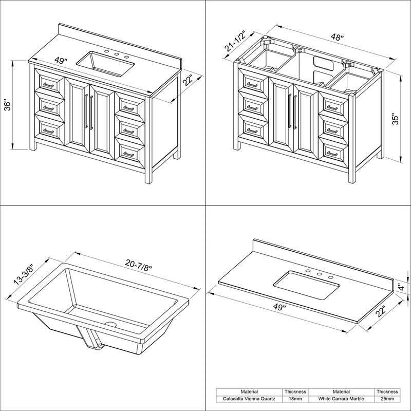 Jeffrey Alexander Cade 48-inch Single Bathroom Vanity Set - SKU VKITCAD48BKBGR | Home Luxury USA