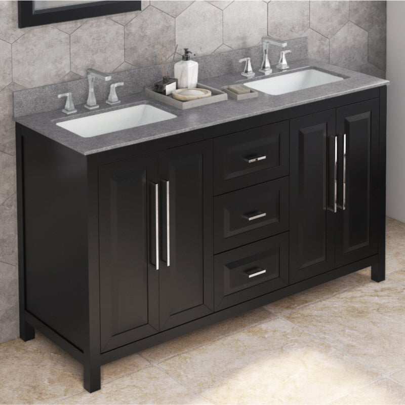 Jeffrey Alexander Cade 60-inch Double Bathroom Vanity Set - SKU VKITCAD60BKSGR | Home Luxury USA