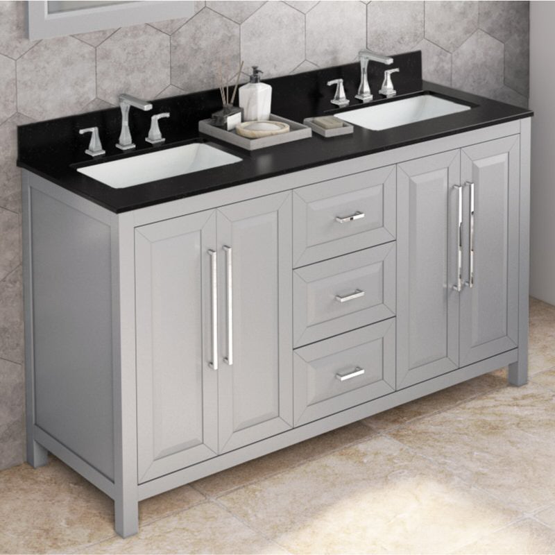 Jeffrey Alexander Cade 60-inch Double Bathroom Vanity Set - SKU VKITCAD60GRBGR | Home Luxury USA