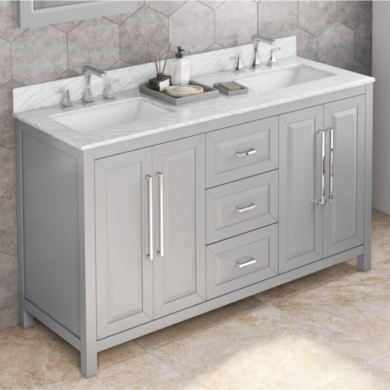 Jeffrey Alexander Cade 60-inch Double Bathroom Vanity Set - SKU VKITCAD60GRWCR | Home Luxury USA