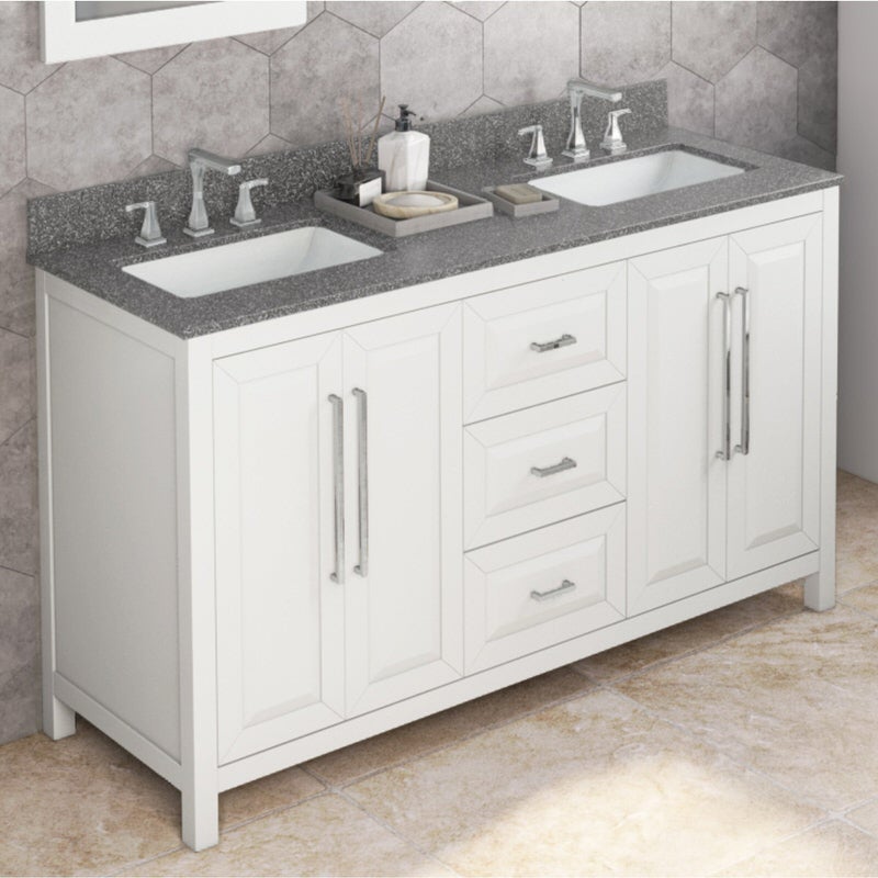 Jeffrey Alexander Cade 60-inch Double Bathroom Vanity Set - SKU VKITCAD60WHBOR | Home Luxury USA