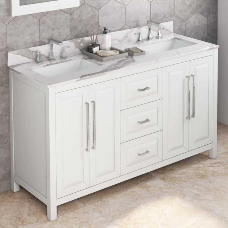 Jeffrey Alexander Cade 60-inch Double Bathroom Vanity Set - SKU VKITCAD60WHCQR | Home Luxury USA