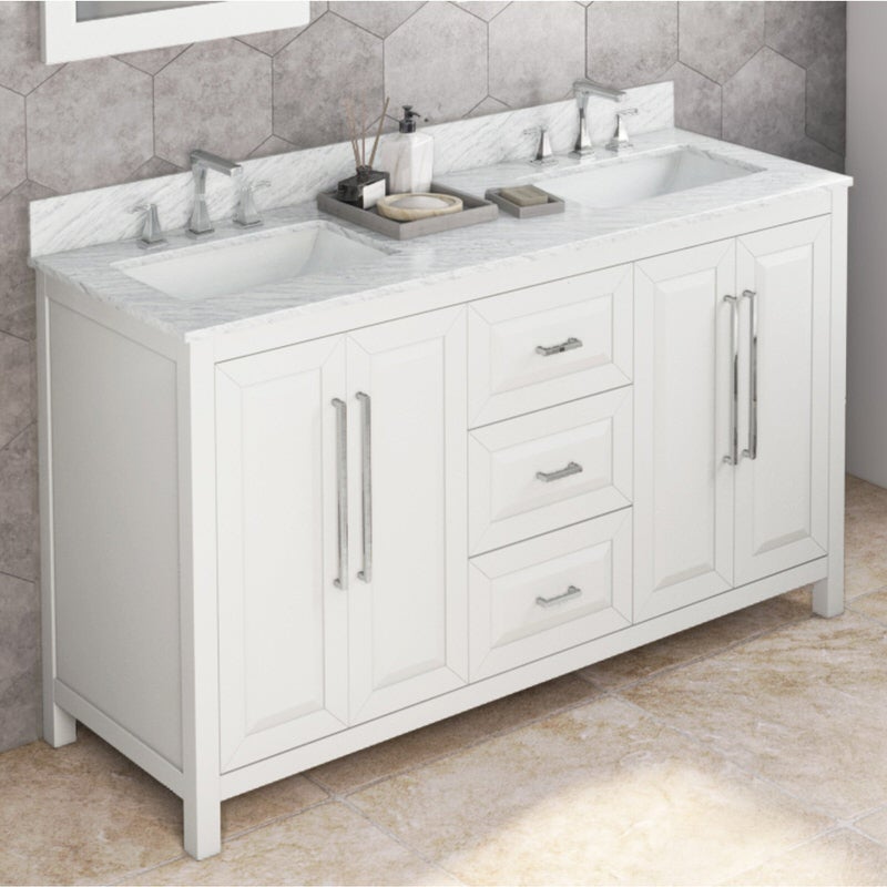 Jeffrey Alexander Cade 60-inch Double Bathroom Vanity Set - SKU VKITCAD60WHWCR | Home Luxury USA