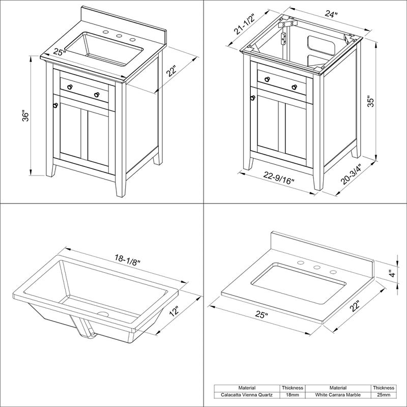 Jeffrey Alexander Chatham 24-inch Bathroom Vanity with Top - SKU VKITCHA24BLBGR | Home Luxury USA