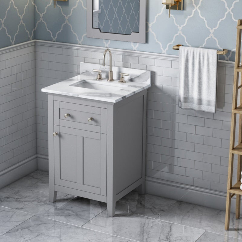 Jeffrey Alexander Chatham 24-inch Bathroom Vanity with Top - SKU VKITCHA24GRCQR | Home Luxury USA