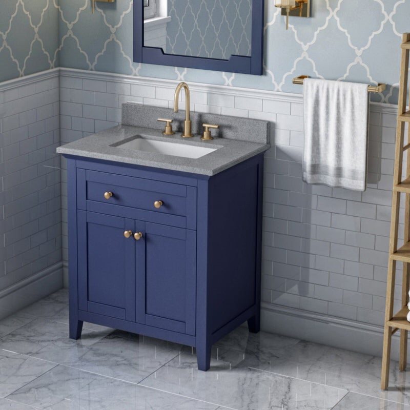 Jeffrey Alexander - Jeffrey Alexander Chatham 30 - inch Bathroom Vanity with Top - VKITCHA30BLSGR - Home Luxury USA