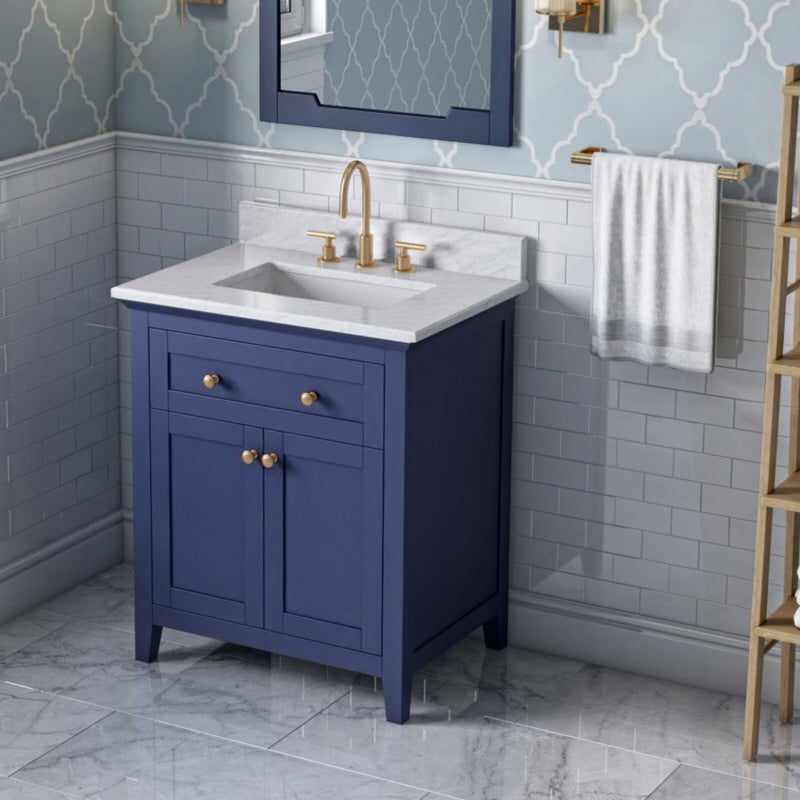 Jeffrey Alexander - Jeffrey Alexander Chatham 30 - inch Bathroom Vanity with Top - VKITCHA30BLWCR - Home Luxury USA