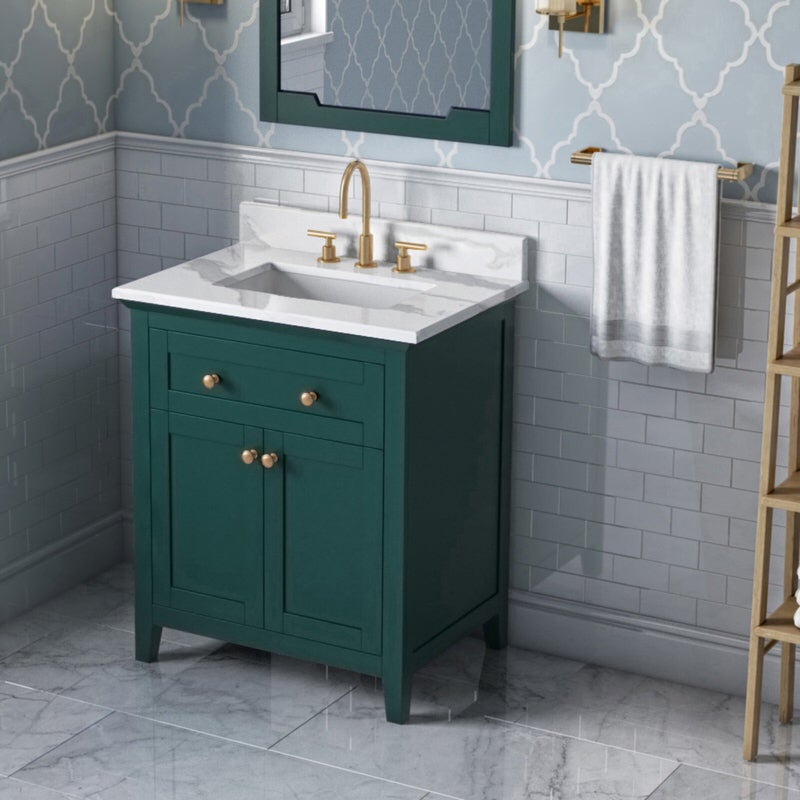 Jeffrey Alexander - Jeffrey Alexander Chatham 30 - inch Bathroom Vanity with Top - VKITCHA30GNCQR - Home Luxury USA