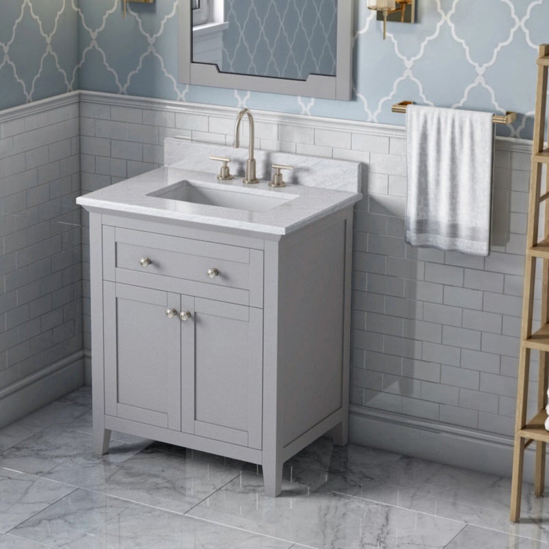 Jeffrey Alexander - Jeffrey Alexander Chatham 30 - inch Bathroom Vanity with Top - VKITCHA30GRWCR - Home Luxury USA