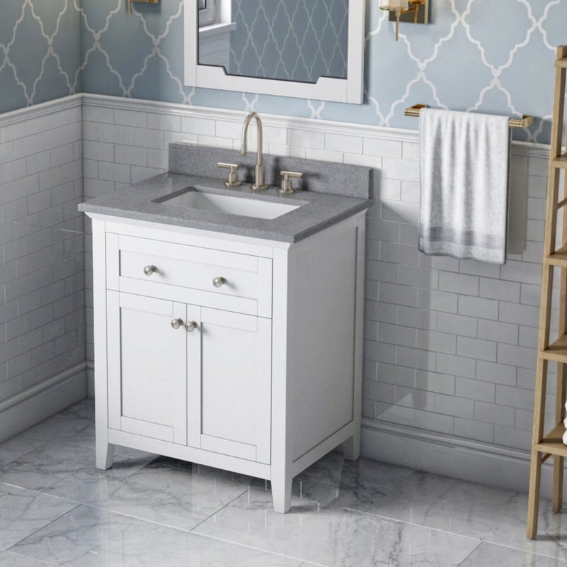 Jeffrey Alexander - Jeffrey Alexander Chatham 30 - inch Bathroom Vanity with Top - VKITCHA30WHSGR - Home Luxury USA