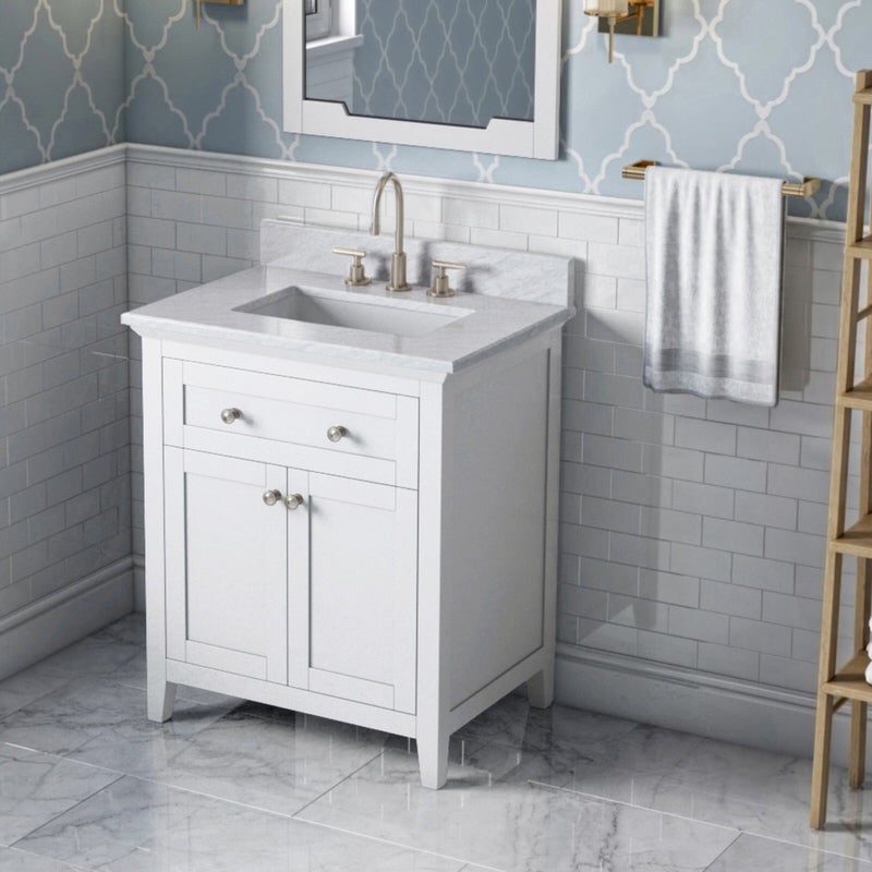 Jeffrey Alexander - Jeffrey Alexander Chatham 30 - inch Bathroom Vanity with Top - VKITCHA30WHWCR - Home Luxury USA