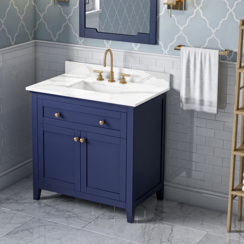 Jeffrey Alexander - Jeffrey Alexander Chatham 36 - inch Bathroom Vanity with Top - VKITCHA36BLCQR - Home Luxury USA