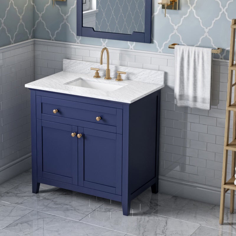 Jeffrey Alexander - Jeffrey Alexander Chatham 36 - inch Bathroom Vanity with Top - VKITCHA36BLWCR - Home Luxury USA