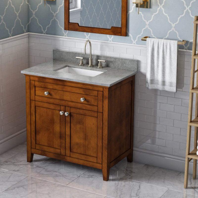 Jeffrey Alexander - Jeffrey Alexander Chatham 36 - inch Bathroom Vanity with Top - VKITCHA36CHSGR - Home Luxury USA