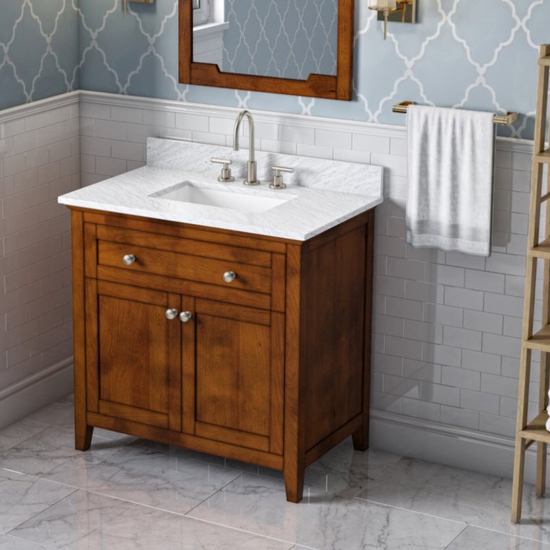 Jeffrey Alexander - Jeffrey Alexander Chatham 36 - inch Bathroom Vanity with Top - VKITCHA36CHWCR - Home Luxury USA