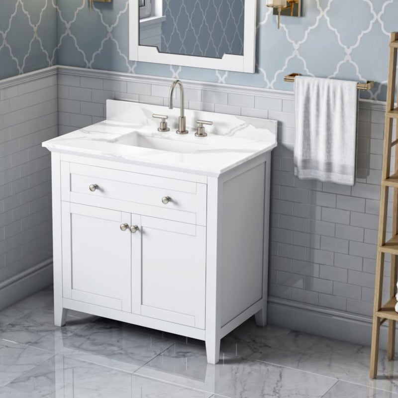 Jeffrey Alexander - Jeffrey Alexander Chatham 36 - inch Bathroom Vanity with Top - VKITCHA36WHCQR - Home Luxury USA