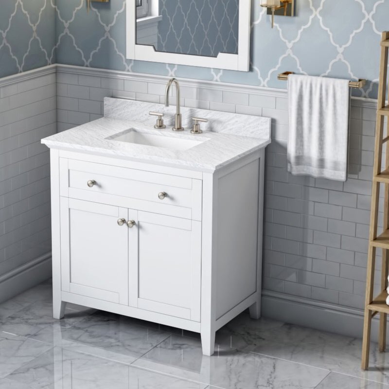 Jeffrey Alexander - Jeffrey Alexander Chatham 36 - inch Bathroom Vanity with Top - VKITCHA36WHWCR - Home Luxury USA