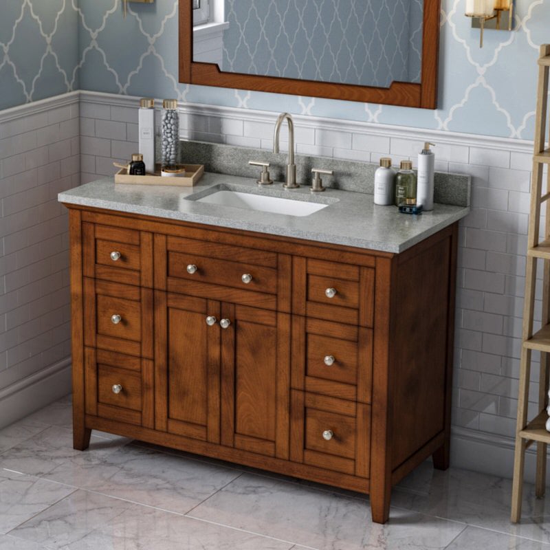 Jeffrey Alexander - Jeffrey Alexander Chatham 48 - inch Bathroom Vanity with Top - VKITCHA48CHSGR - Home Luxury USA