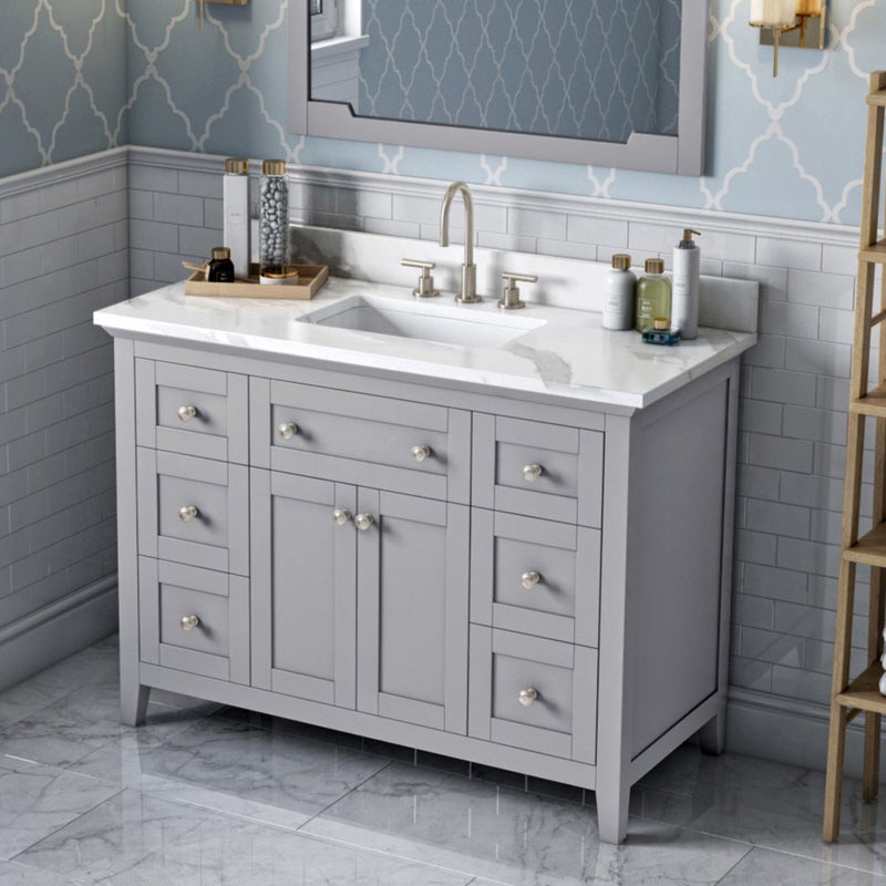 Jeffrey Alexander - Jeffrey Alexander Chatham 48 - inch Bathroom Vanity with Top - VKITCHA48GRCQR - Home Luxury USA