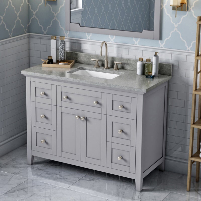 Jeffrey Alexander - Jeffrey Alexander Chatham 48 - inch Bathroom Vanity with Top - VKITCHA48GRSGR - Home Luxury USA