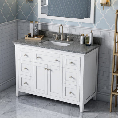 Jeffrey Alexander - Jeffrey Alexander Chatham 48 - inch Bathroom Vanity with Top - VKITCHA48WHBOR - Home Luxury USA