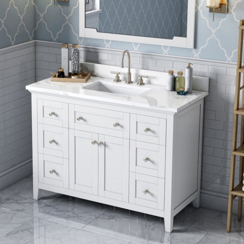 Jeffrey Alexander - Jeffrey Alexander Chatham 48 - inch Bathroom Vanity with Top - VKITCHA48WHCQR - Home Luxury USA