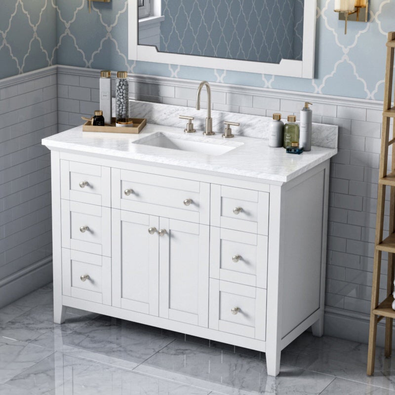 Jeffrey Alexander - Jeffrey Alexander Chatham 48 - inch Bathroom Vanity with Top - VKITCHA48WHSGR - Home Luxury USA