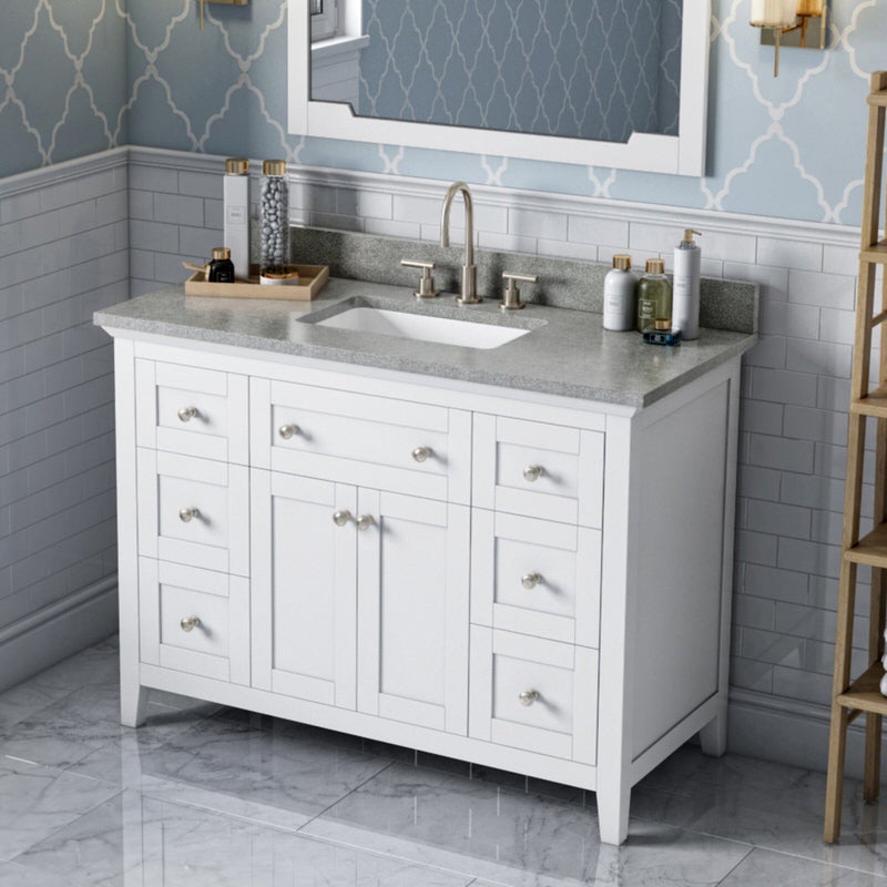 Jeffrey Alexander - Jeffrey Alexander Chatham 48 - inch Bathroom Vanity with Top - VKITCHA48WHSGR - Home Luxury USA