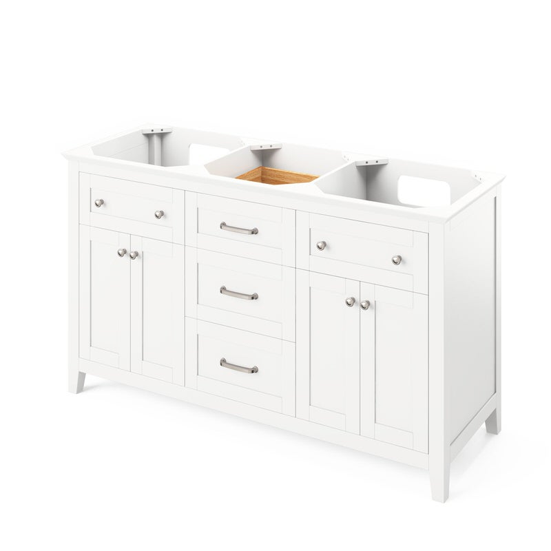 Jeffrey Alexander - Jeffrey Alexander Chatham 60 - inch Double Sink Bathroom Vanity - VKITCHA60CHCQR - Home Luxury USA