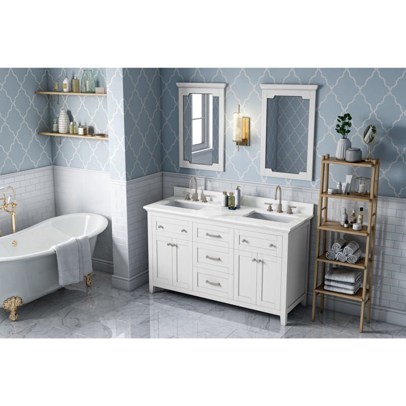 Jeffrey Alexander - Jeffrey Alexander Chatham 60 - inch Double Sink Bathroom Vanity - VKITCHA60WHCQR - Home Luxury USA