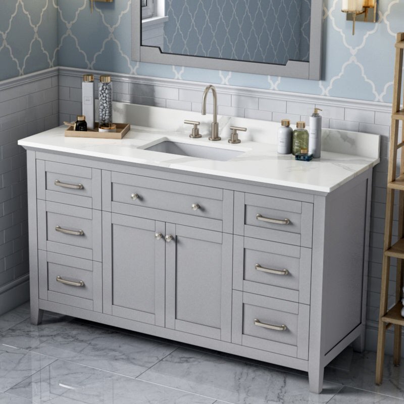 Jeffrey Alexander - Jeffrey Alexander Chatham 60 - inch Single Sink Bathroom Vanity - VKITCHA60SGRCQR - Home Luxury USA