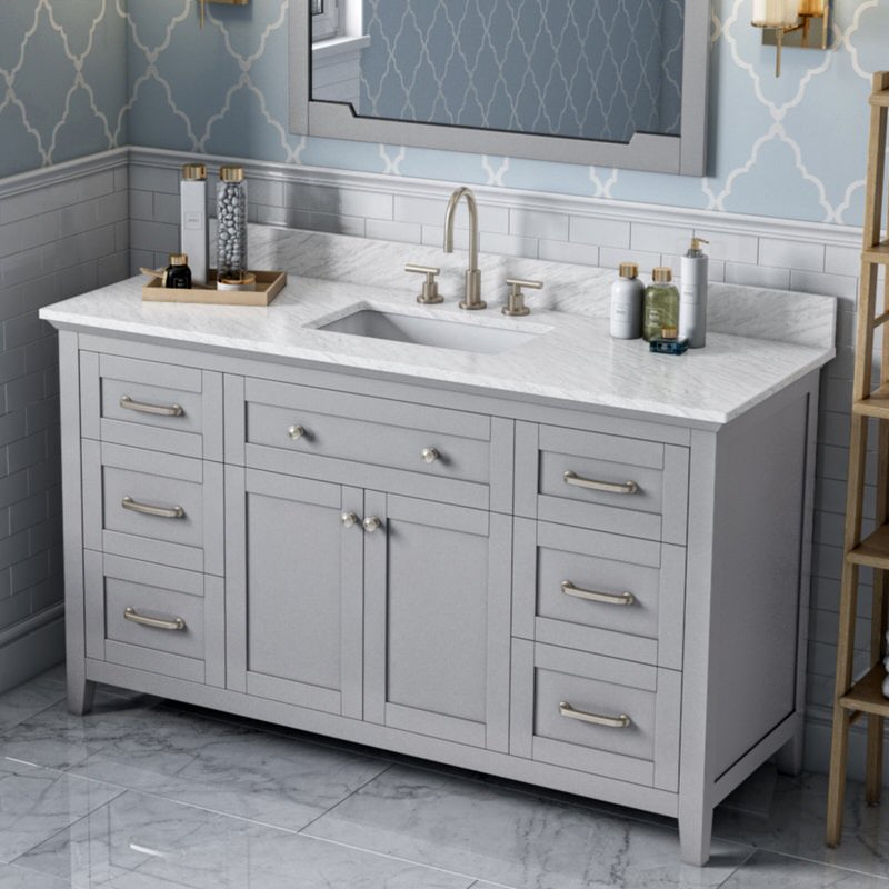 Jeffrey Alexander - Jeffrey Alexander Chatham 60 - inch Single Sink Bathroom Vanity - VKITCHA60SGRWCR - Home Luxury USA