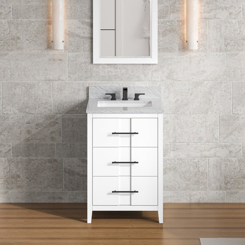 Jeffrey Alexander Katara 24-inch Single Bathroom Vanity with Top - SKU VKITKAT24WHWCR | Home Luxury USA