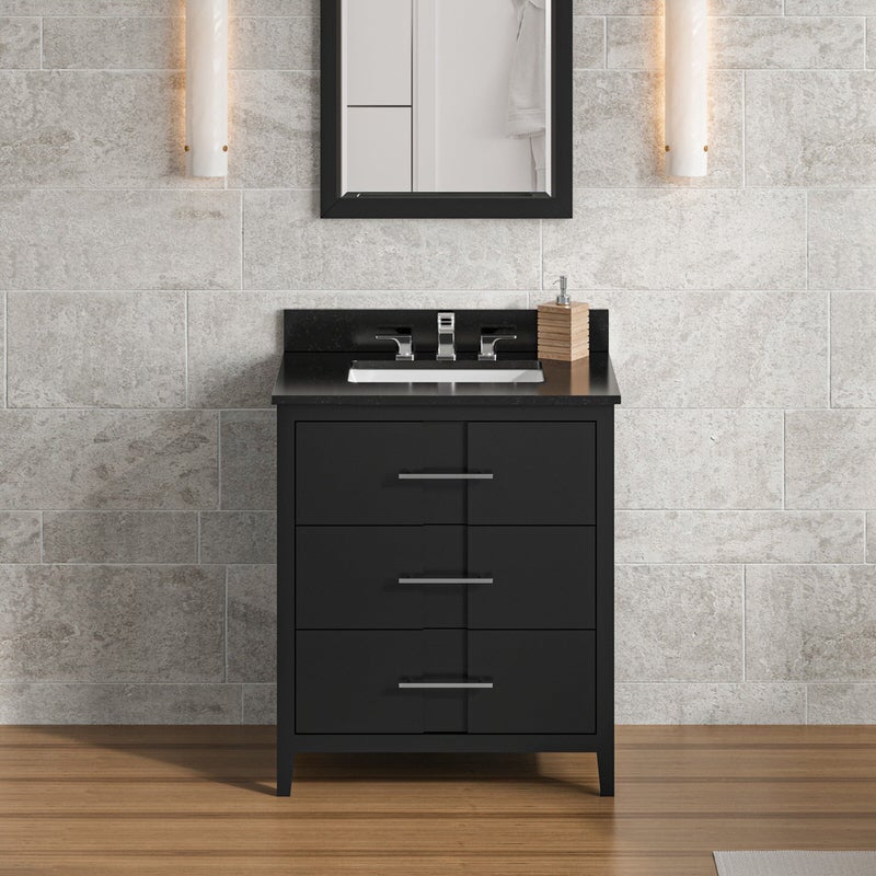 Jeffrey Alexander Katara 30-inch Single Bathroom Vanity with Top - SKU VKITKAT30BKBGR | Home Luxury USA