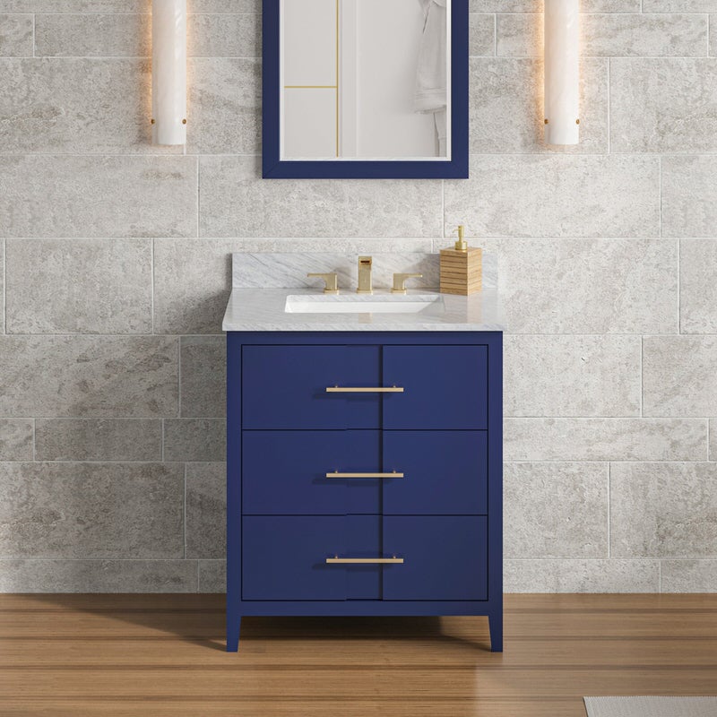 Jeffrey Alexander Katara 30-inch Single Bathroom Vanity with Top - SKU VKITKAT30BLWCR | Home Luxury USA