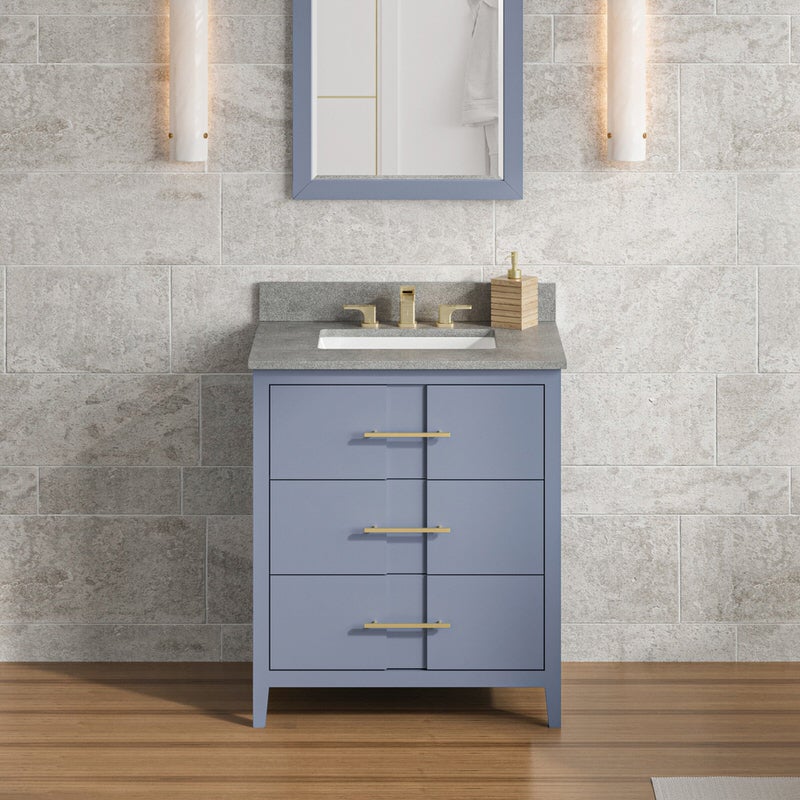 Jeffrey Alexander Katara 30-inch Single Bathroom Vanity with Top - SKU VKITKAT30BSSGR | Home Luxury USA