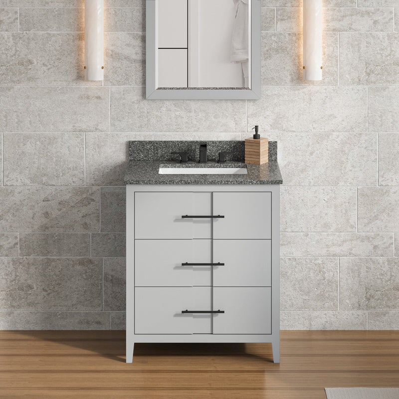 Jeffrey Alexander Katara 30-inch Single Bathroom Vanity with Top - SKU VKITKAT30GRBOR | Home Luxury USA