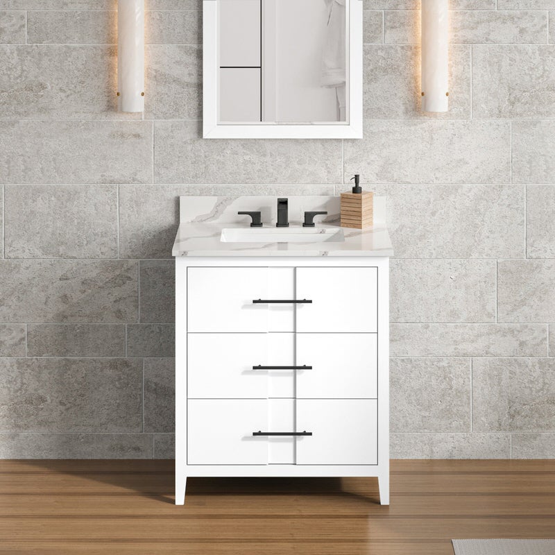 Jeffrey Alexander Katara 30-inch Single Bathroom Vanity with Top - SKU VKITKAT30WHCQR | Home Luxury USA