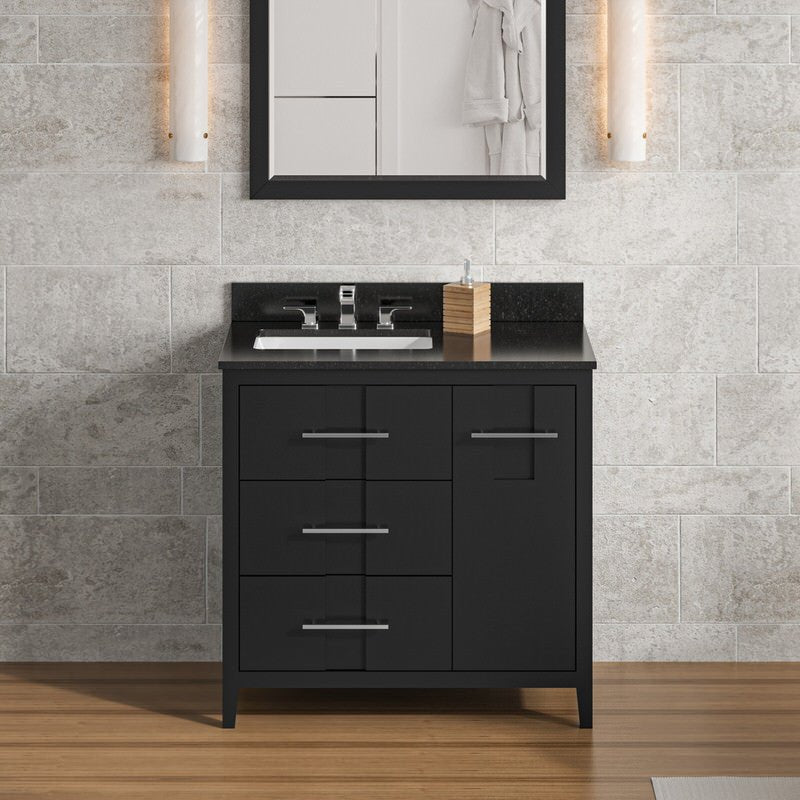 Jeffrey Alexander Katara 36-inch Single Bathroom Vanity with Top - SKU VKITKAT36BKBGR | Home Luxury USA