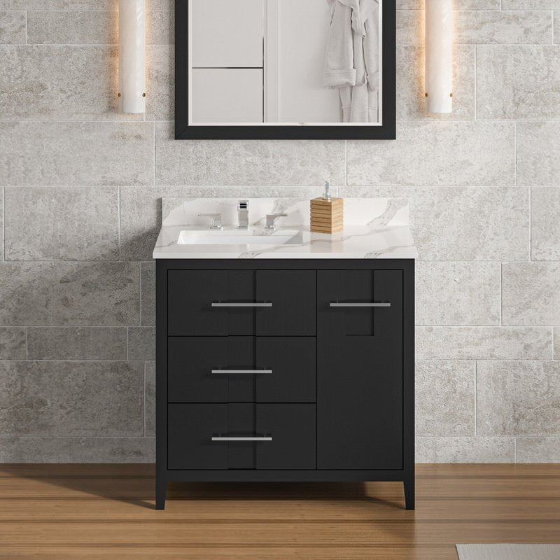 Jeffrey Alexander Katara 36-inch Single Bathroom Vanity with Top - SKU VKITKAT36BKCQR | Home Luxury USA