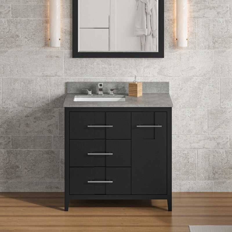 Jeffrey Alexander Katara 36-inch Single Bathroom Vanity with Top - SKU VKITKAT36BKSGR | Home Luxury USA