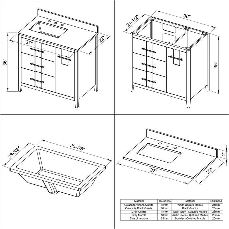 Jeffrey Alexander Katara 36-inch Single Bathroom Vanity with Top - SKU VKITKAT36BKBGR | Home Luxury USA