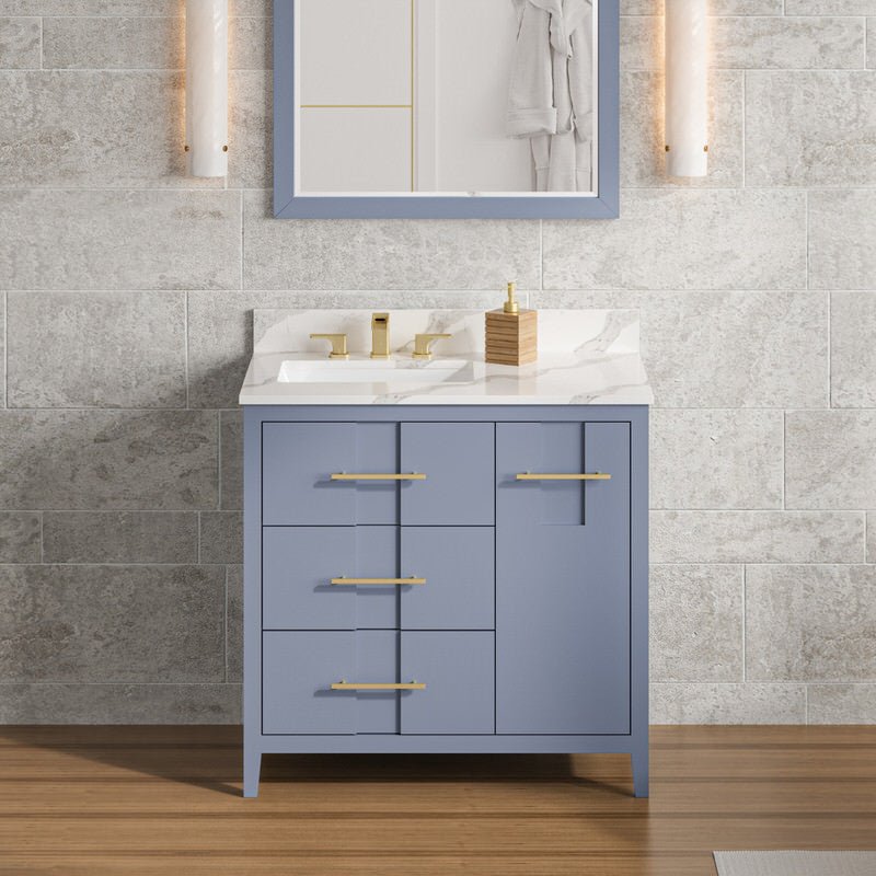 Jeffrey Alexander Katara 36-inch Single Bathroom Vanity with Top - SKU VKITKAT36BSCQR | Home Luxury USA