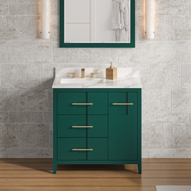 Jeffrey Alexander Katara 36-inch Single Bathroom Vanity with Top - SKU VKITKAT36GNCQR | Home Luxury USA