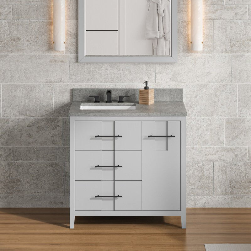 Jeffrey Alexander Katara 36-inch Single Bathroom Vanity with Top - SKU VKITKAT36GRSGR | Home Luxury USA