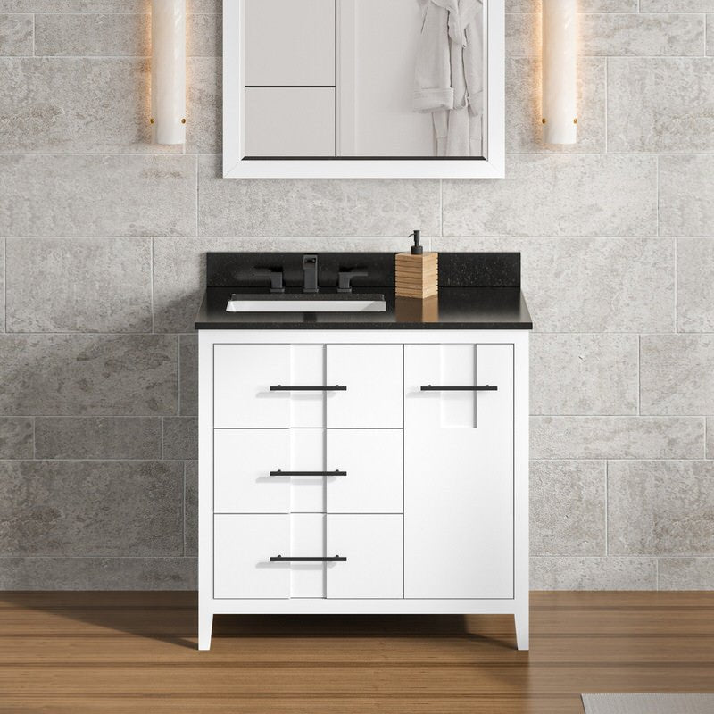 Jeffrey Alexander Katara 36-inch Single Bathroom Vanity with Top - SKU VKITKAT36WHBGR | Home Luxury USA