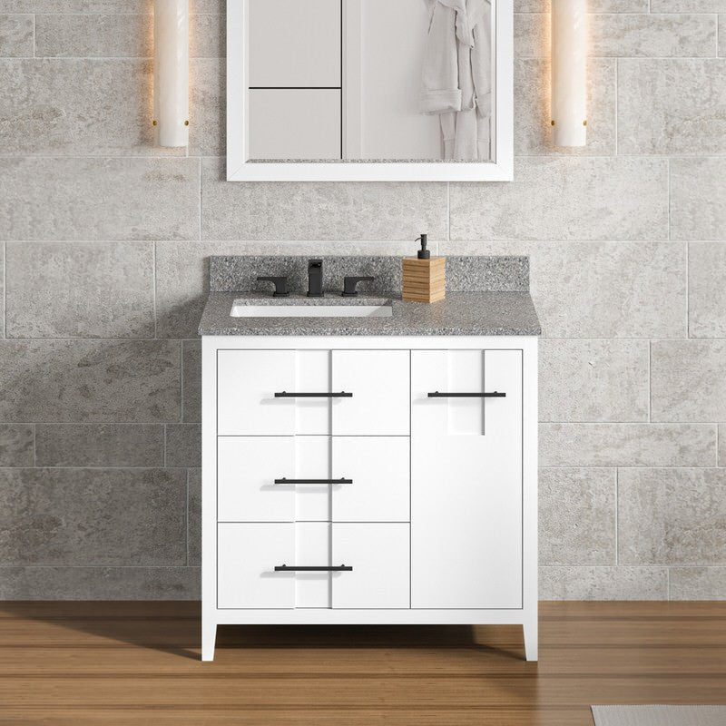 Jeffrey Alexander Katara 36-inch Single Bathroom Vanity with Top - SKU VKITKAT36WHBOR | Home Luxury USA